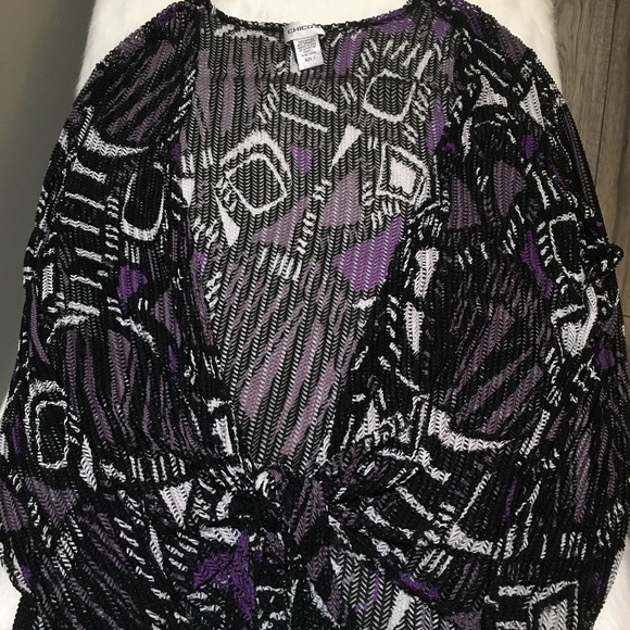Chico's Purple Illusion Netted Tie-up Jacket - Picture 6 of 7